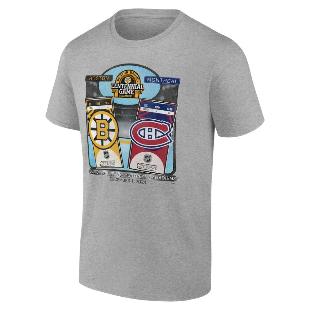 Boston Bruins vs. Montreal Canadiens Centennial Game Matchup T-Shirt - Heather Gray - NHL