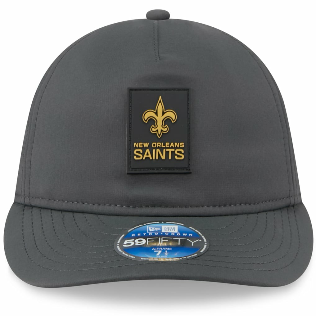 New Orleans Saints New Era 2025 Sideline Cold Weather Retro Crown 59FIFTY Fitted Hat Charcoal | NFL
