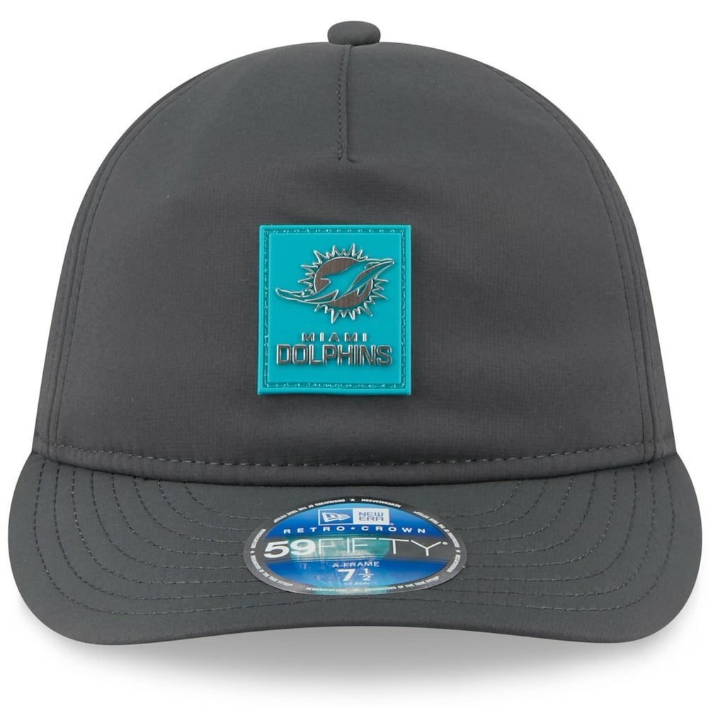 Miami Dolphins New Era 2025 Sideline Cold Weather Retro Crown 59FIFTY Fitted Hat Charcoal | NFL
