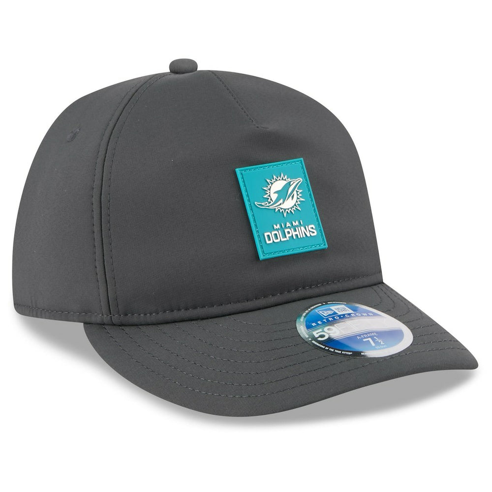 Miami Dolphins New Era 2025 Sideline Cold Weather Retro Crown 59FIFTY Fitted Hat Charcoal | NFL