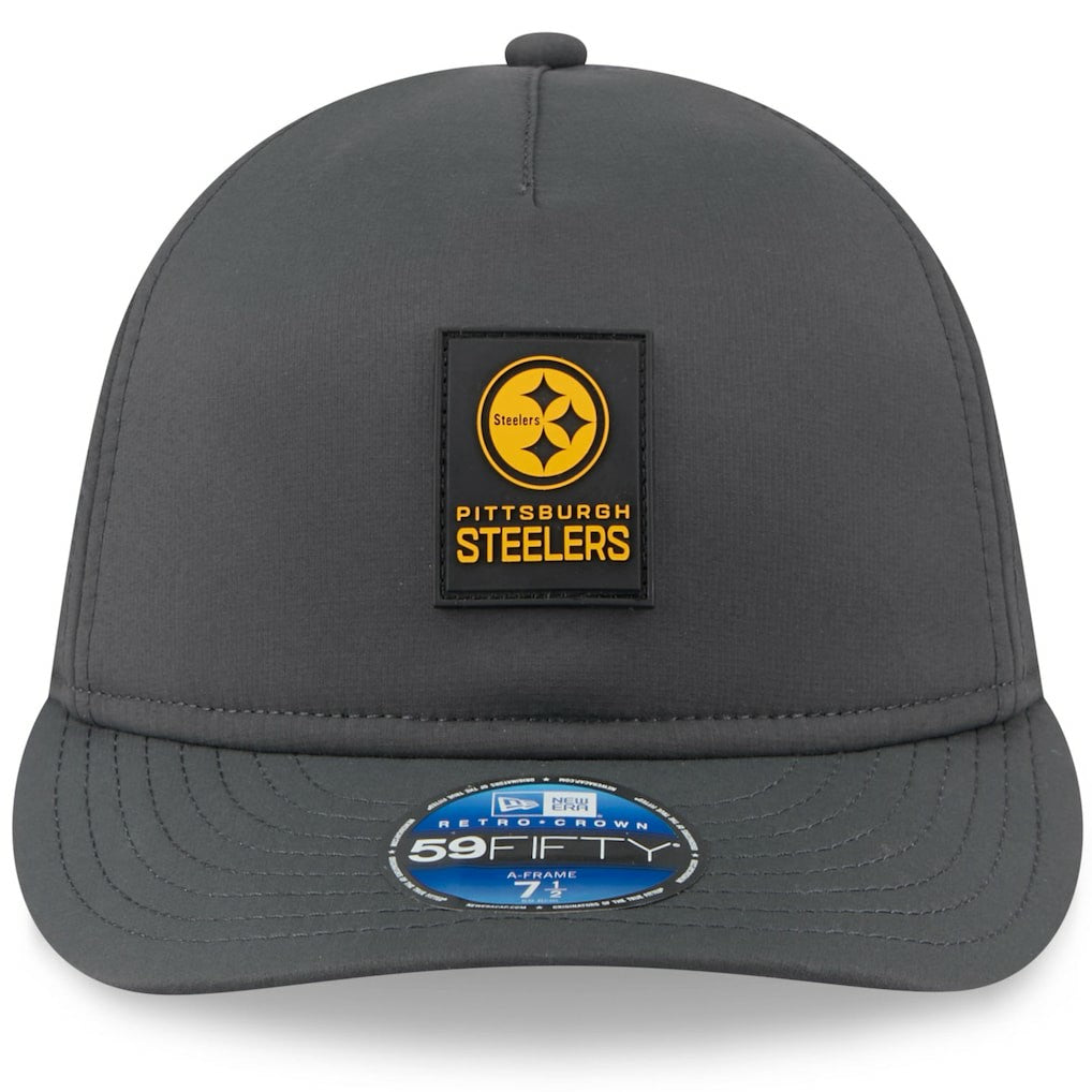 Pittsburgh Steelers New Era 2025 Sideline Cold Weather Retro Crown 59FIFTY Fitted Hat Charcoal | NFL