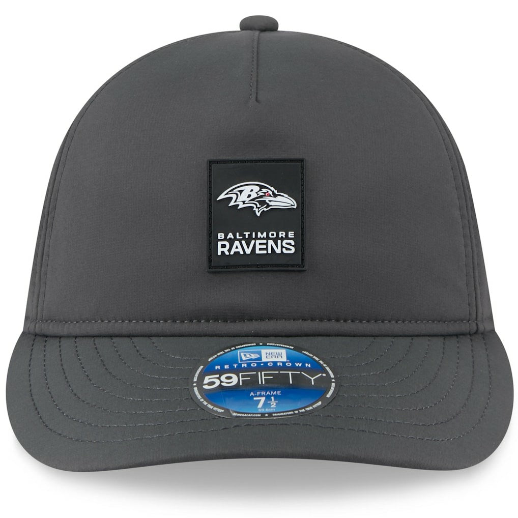 Baltimore Ravens New Era 2025 Sideline Cold Weather Retro Crown 59FIFTY Fitted Hat Charcoal | NFL