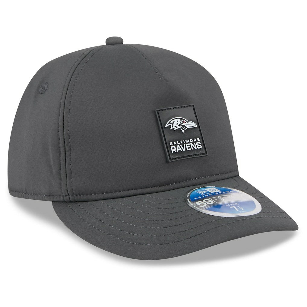 Baltimore Ravens New Era 2025 Sideline Cold Weather Retro Crown 59FIFTY Fitted Hat Charcoal | NFL