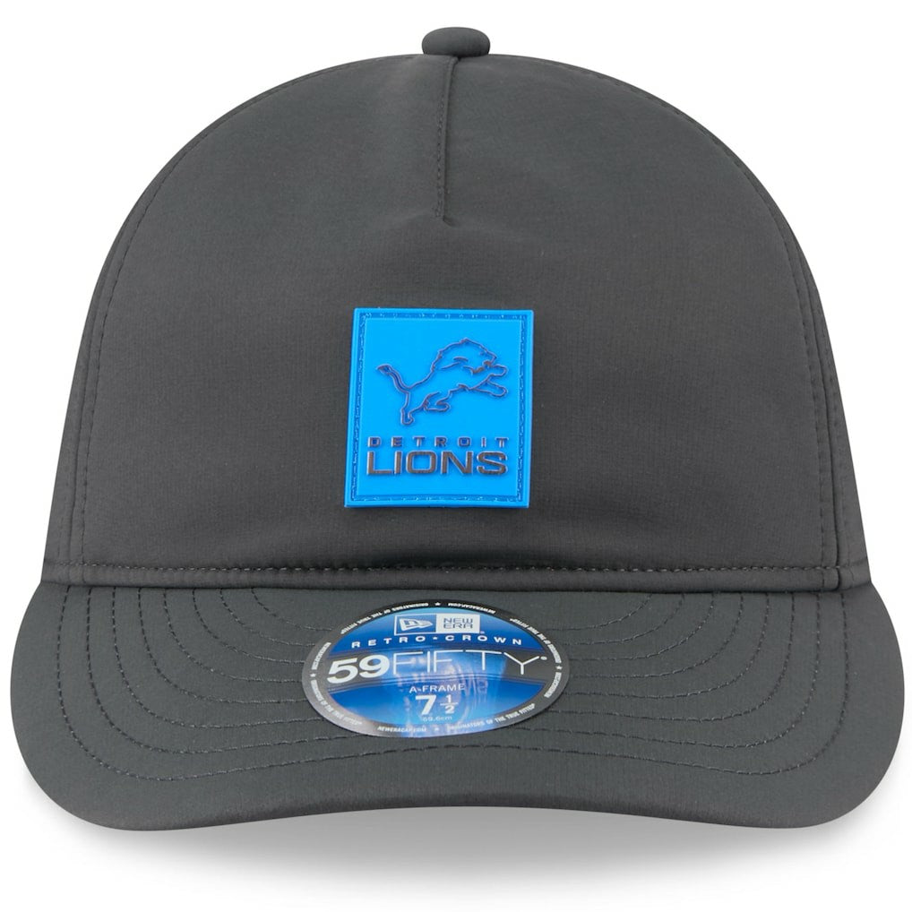 Detroit Lions New Era 2025 Sideline Cold Weather Retro Crown 59FIFTY Fitted Hat Charcoal | NFL