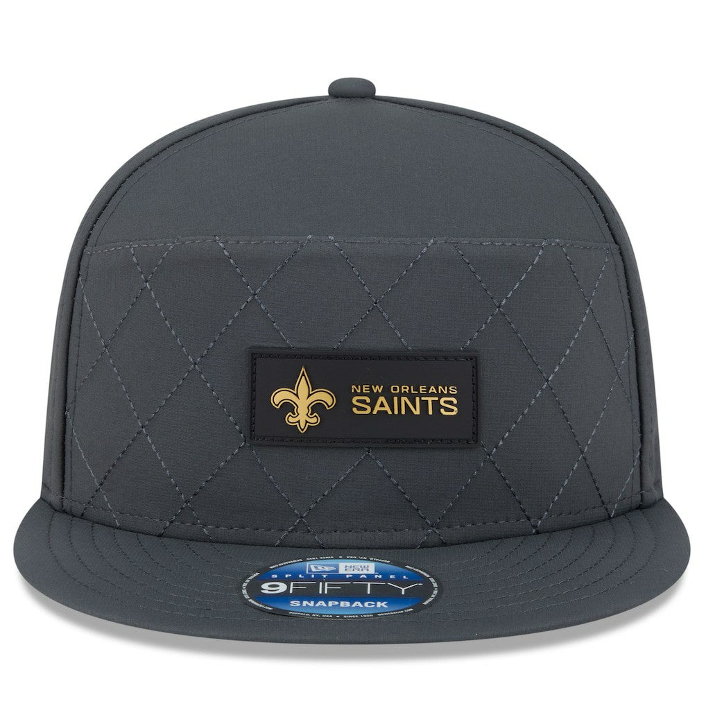 New Orleans Saints New Era 2025 Sideline Cold Weather Split Panel 9FIFTY Snapback Hat Charcoal | NFL