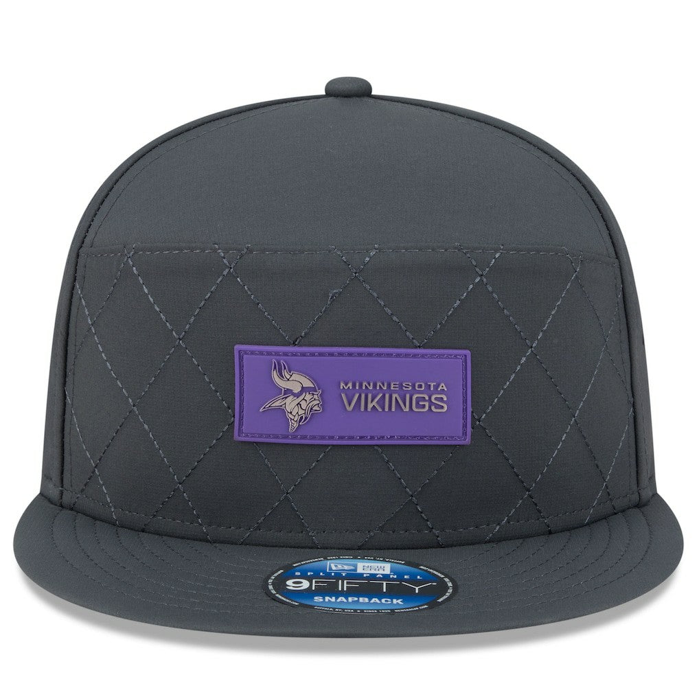 Minnesota Vikings New Era 2025 Sideline Cold Weather Split Panel 9FIFTY Snapback Hat Charcoal | NFL