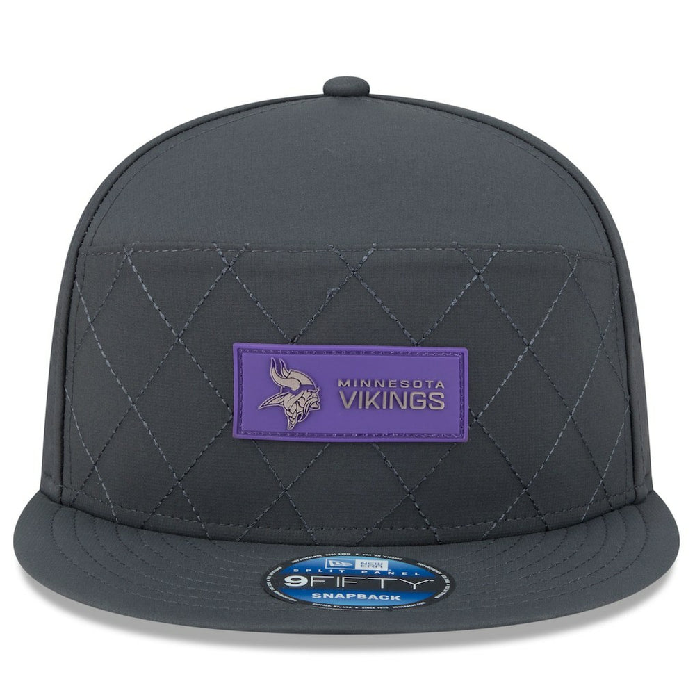 Minnesota Vikings New Era 2025 Sideline Cold Weather Split Panel 9FIFTY Snapback Hat Charcoal | NFL