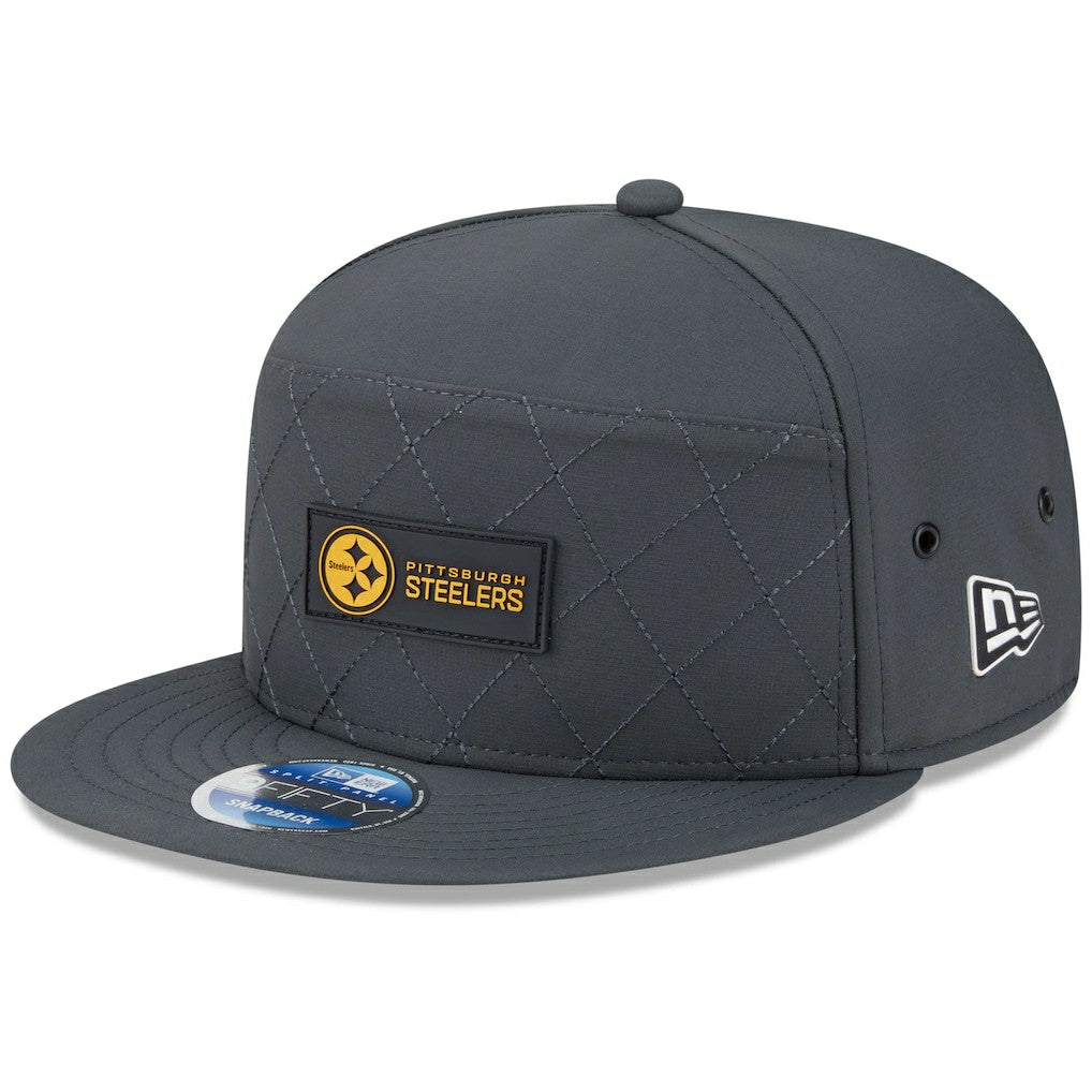 Pittsburgh Steelers New Era 2025 Sideline Cold Weather Split Panel 9FIFTY Snapback Hat Charcoal | NFL