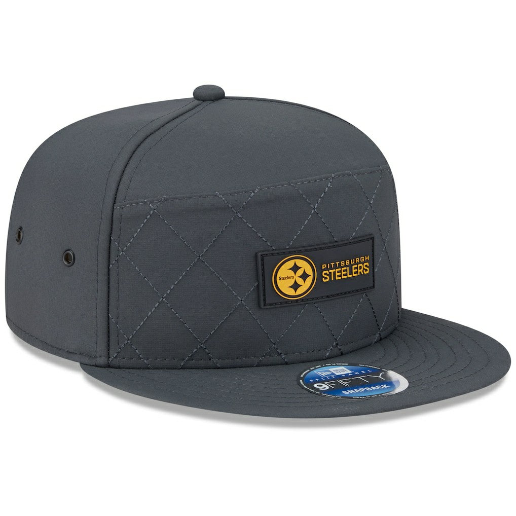 Pittsburgh Steelers New Era 2025 Sideline Cold Weather Split Panel 9FIFTY Snapback Hat Charcoal | NFL