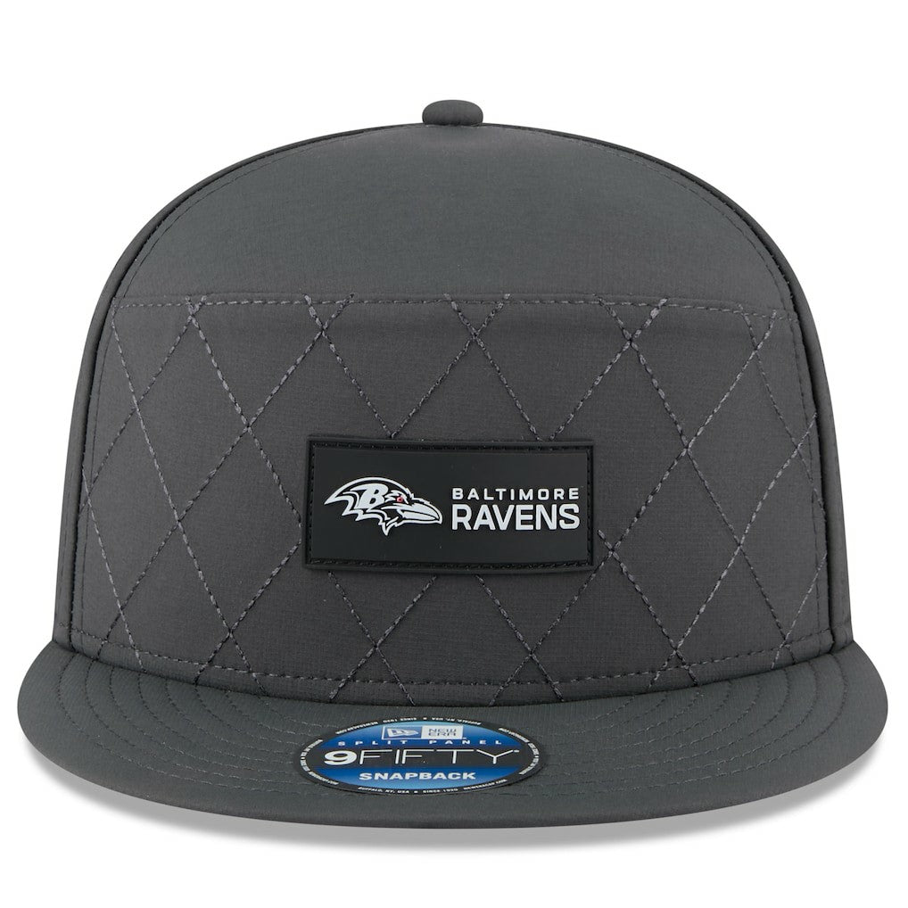Baltimore Ravens New Era 2025 Sideline Cold Weather Split Panel 9FIFTY Snapback Hat Charcoal | NFL