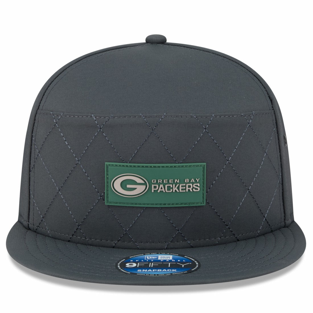 Green Bay Packers New Era 2025 Sideline Cold Weather Split Panel 9FIFTY Snapback Hat Charcoal | NFL