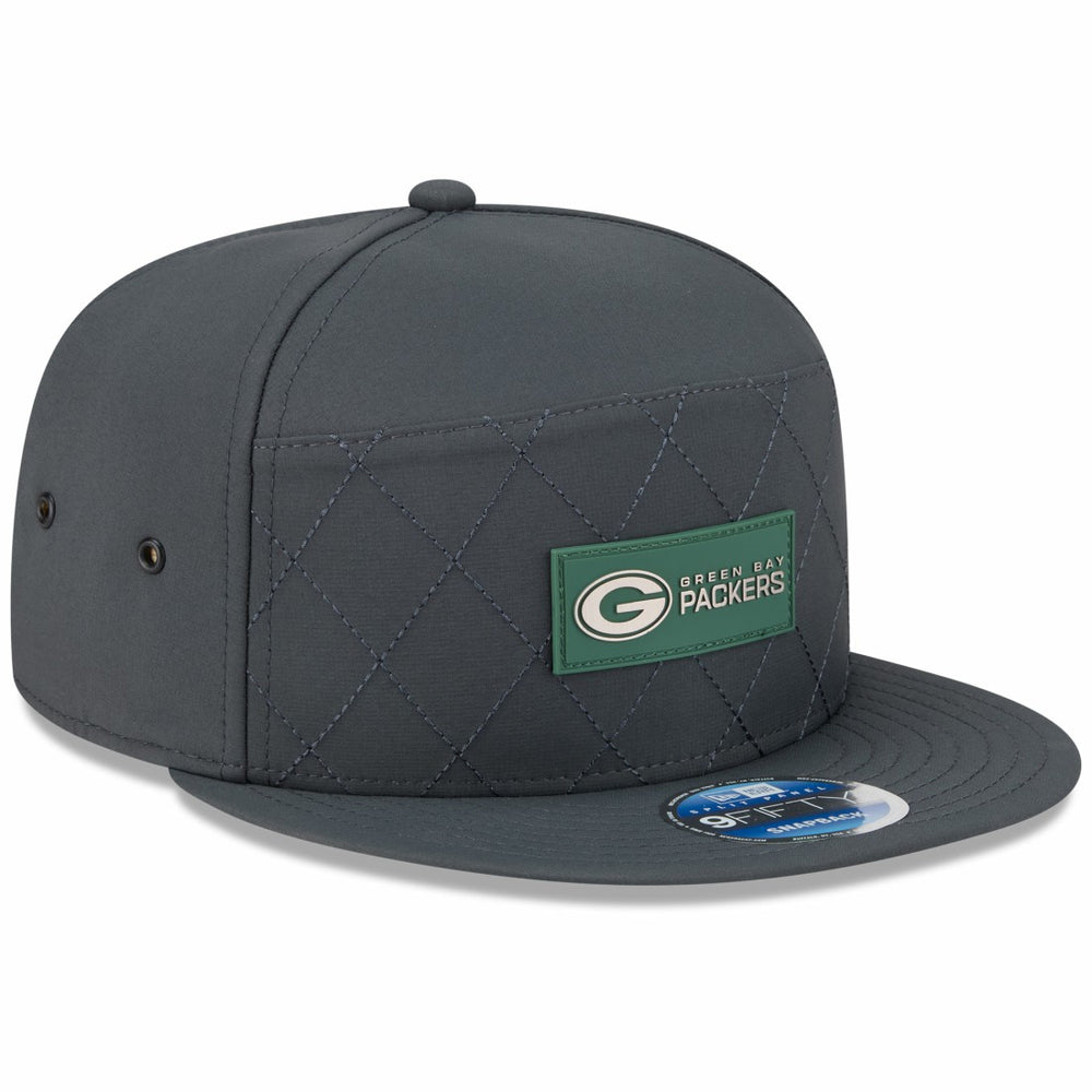 Green Bay Packers New Era 2025 Sideline Cold Weather Split Panel 9FIFTY Snapback Hat Charcoal | NFL
