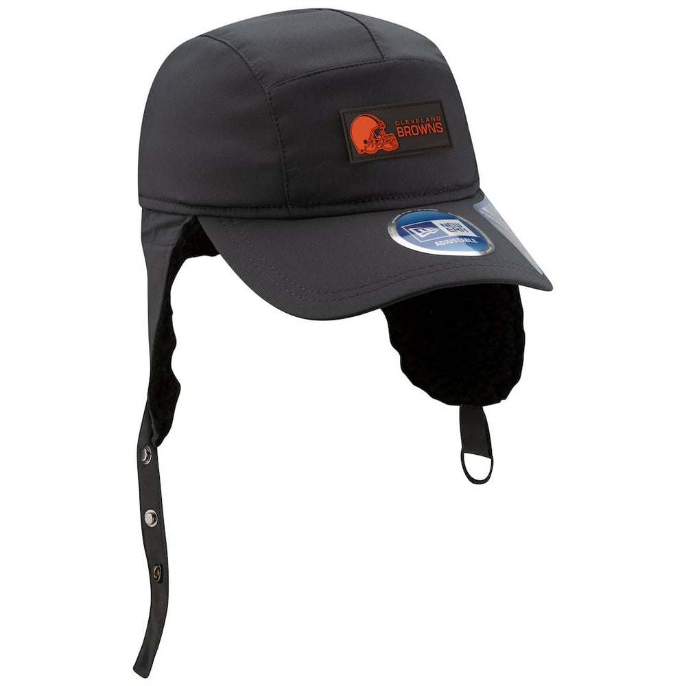 Cleveland Browns New Era 2025 Sideline Cold Weather Runner Dog Ear Adjustable Hat Charcoal | NFL