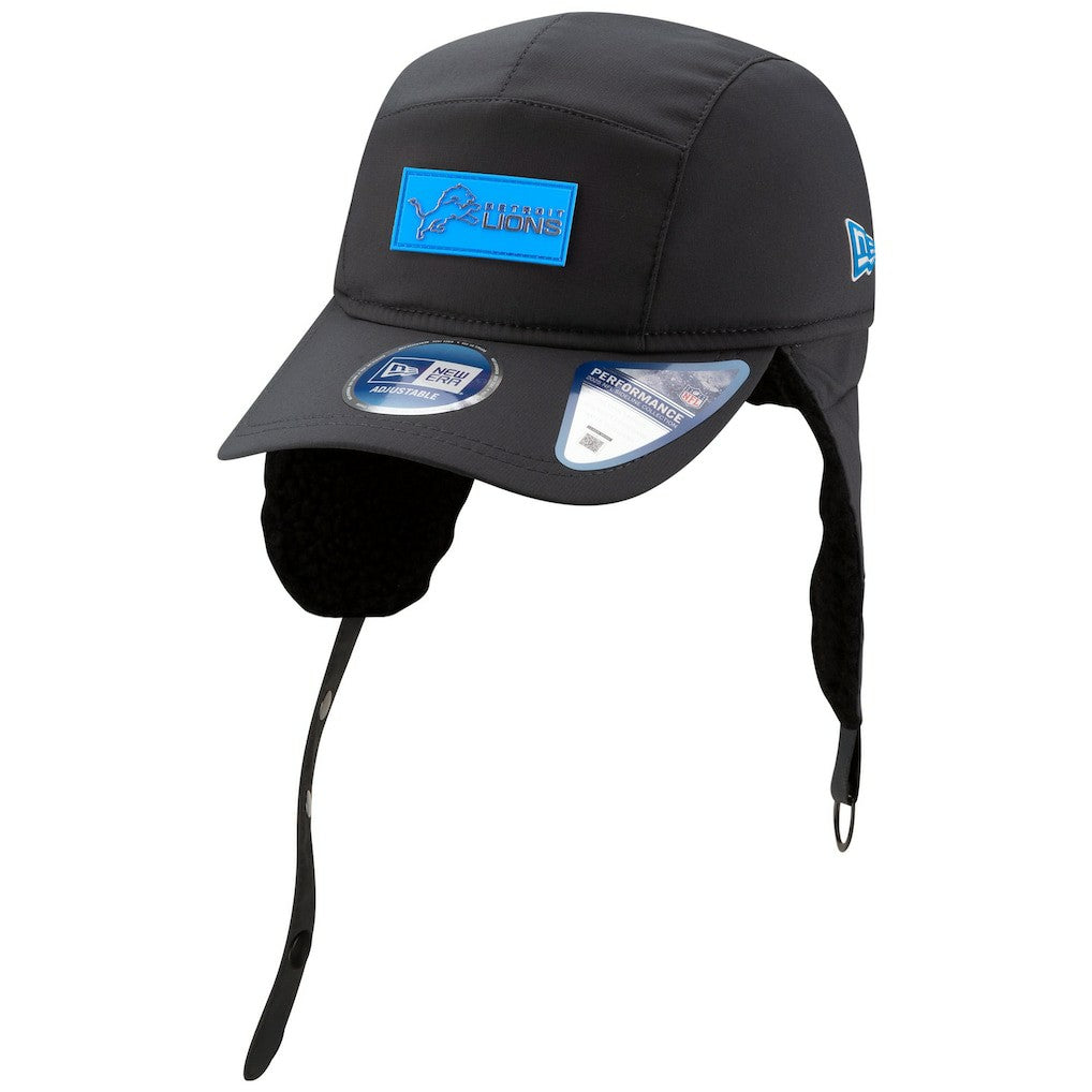 Detroit Lions New Era 2025 Sideline Cold Weather Runner Dog Ear Adjustable Hat Charcoal | NFL