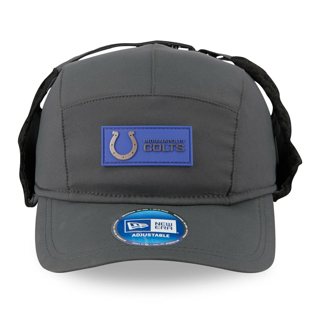 Indianapolis Colts New Era 2025 Sideline Cold Weather Runner Dog Ear Adjustable Hat Charcoal | NFL