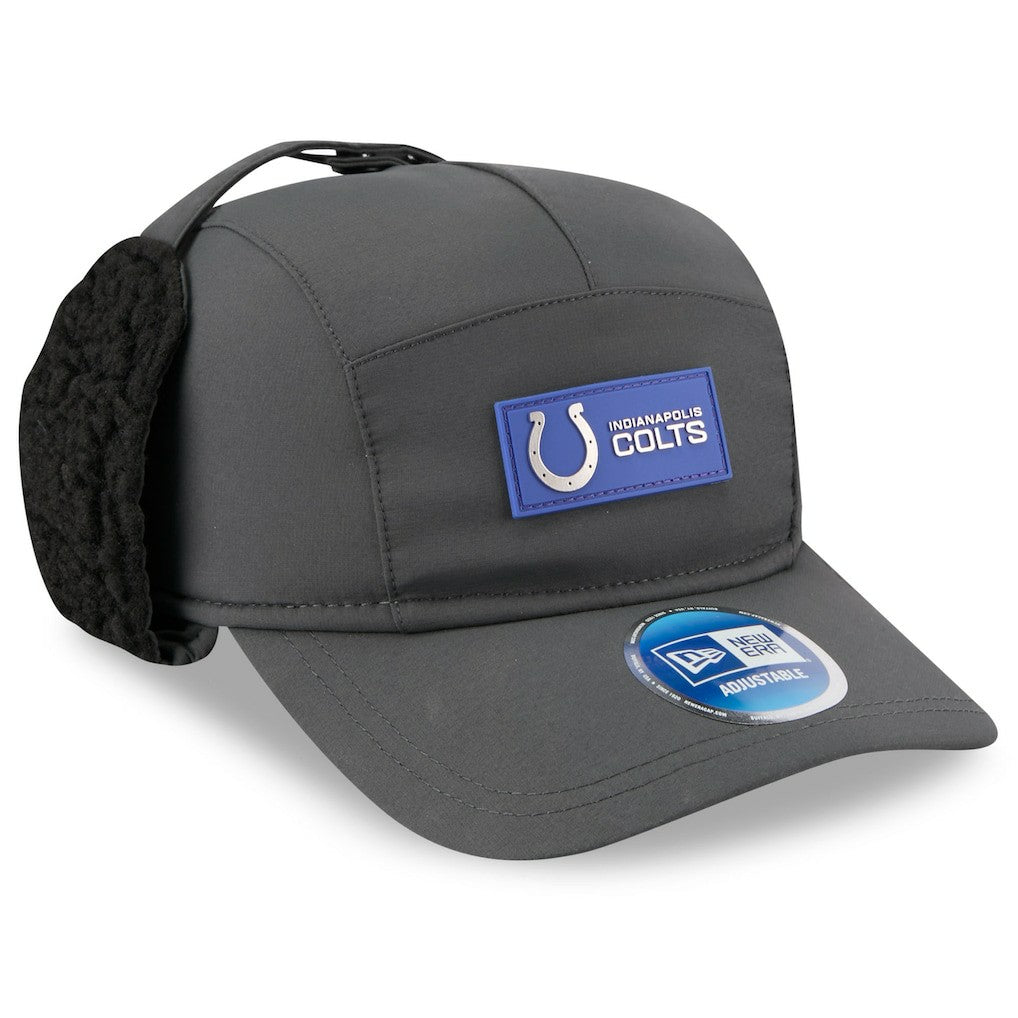 Indianapolis Colts New Era 2025 Sideline Cold Weather Runner Dog Ear Adjustable Hat Charcoal | NFL