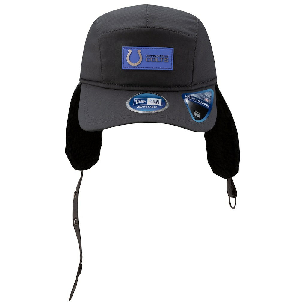 Indianapolis Colts New Era 2025 Sideline Cold Weather Runner Dog Ear Adjustable Hat Charcoal | NFL