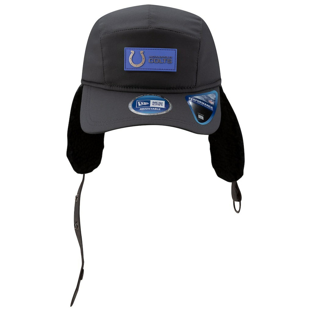 Indianapolis Colts New Era 2025 Sideline Cold Weather Runner Dog Ear Adjustable Hat Charcoal | NFL