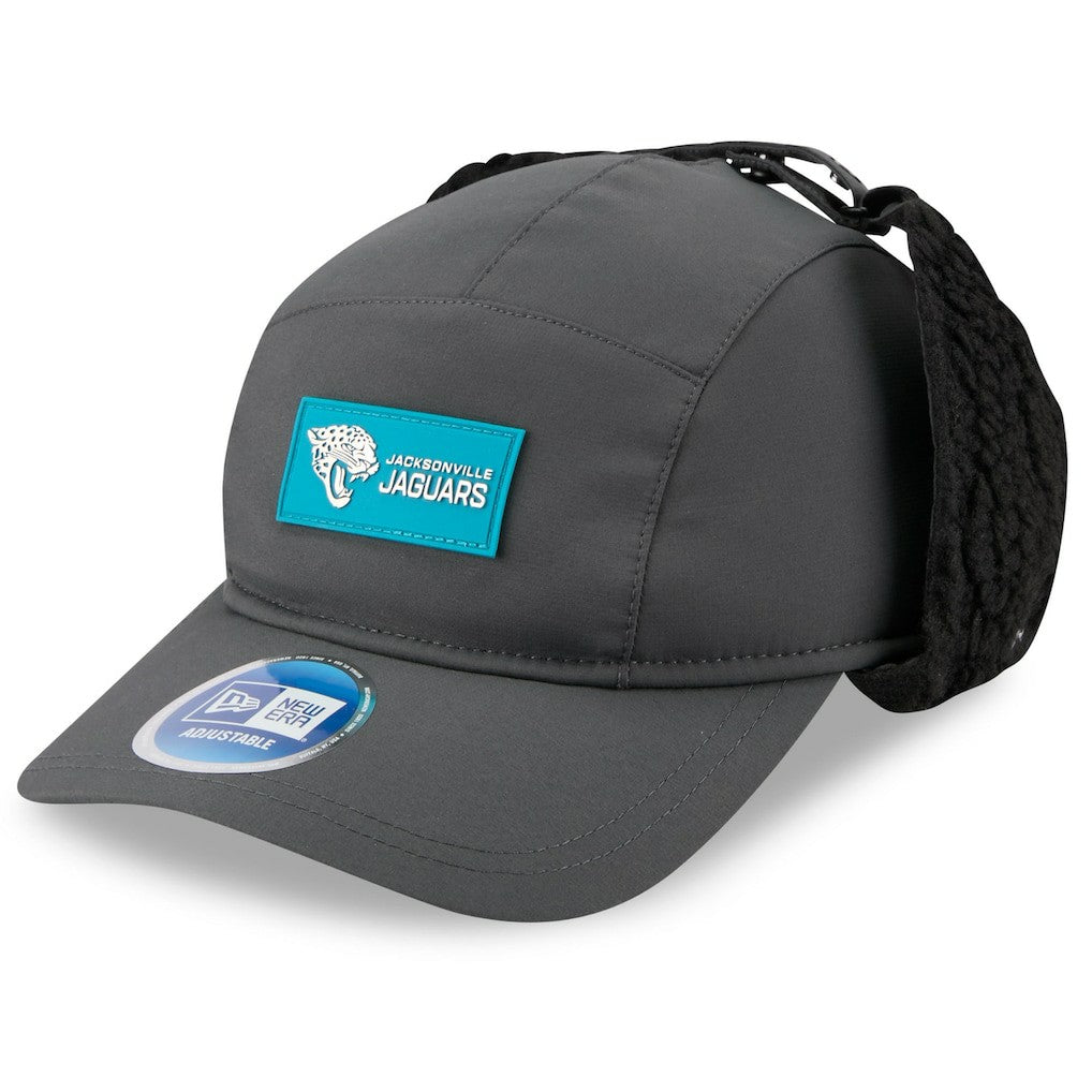 Jacksonville Jaguars New Era 2025 Sideline Cold Weather Runner Dog Ear Adjustable Hat Charcoal | NFL