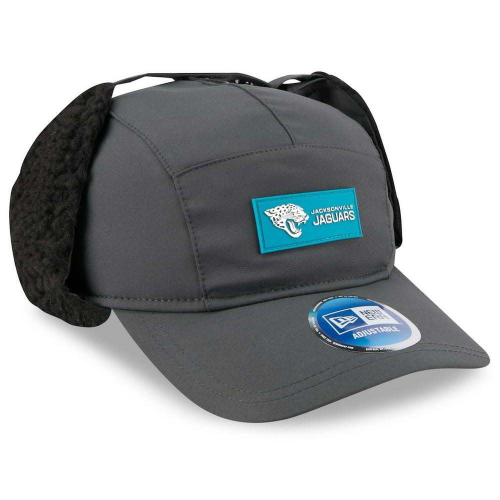 Jacksonville Jaguars New Era 2025 Sideline Cold Weather Runner Dog Ear Adjustable Hat Charcoal | NFL