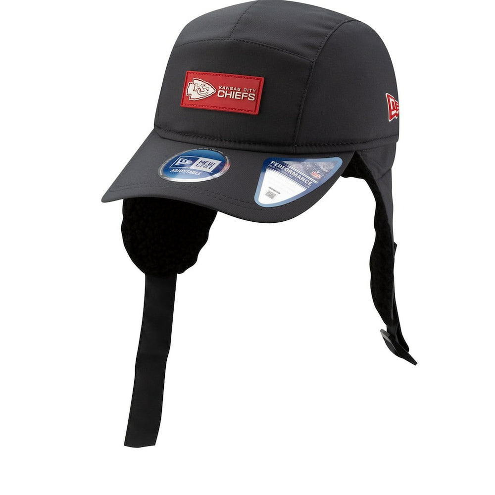 Kansas City Chiefs New Era 2025 Sideline Cold Weather Runner Dog Ear Adjustable Hat Charcoal | NFL