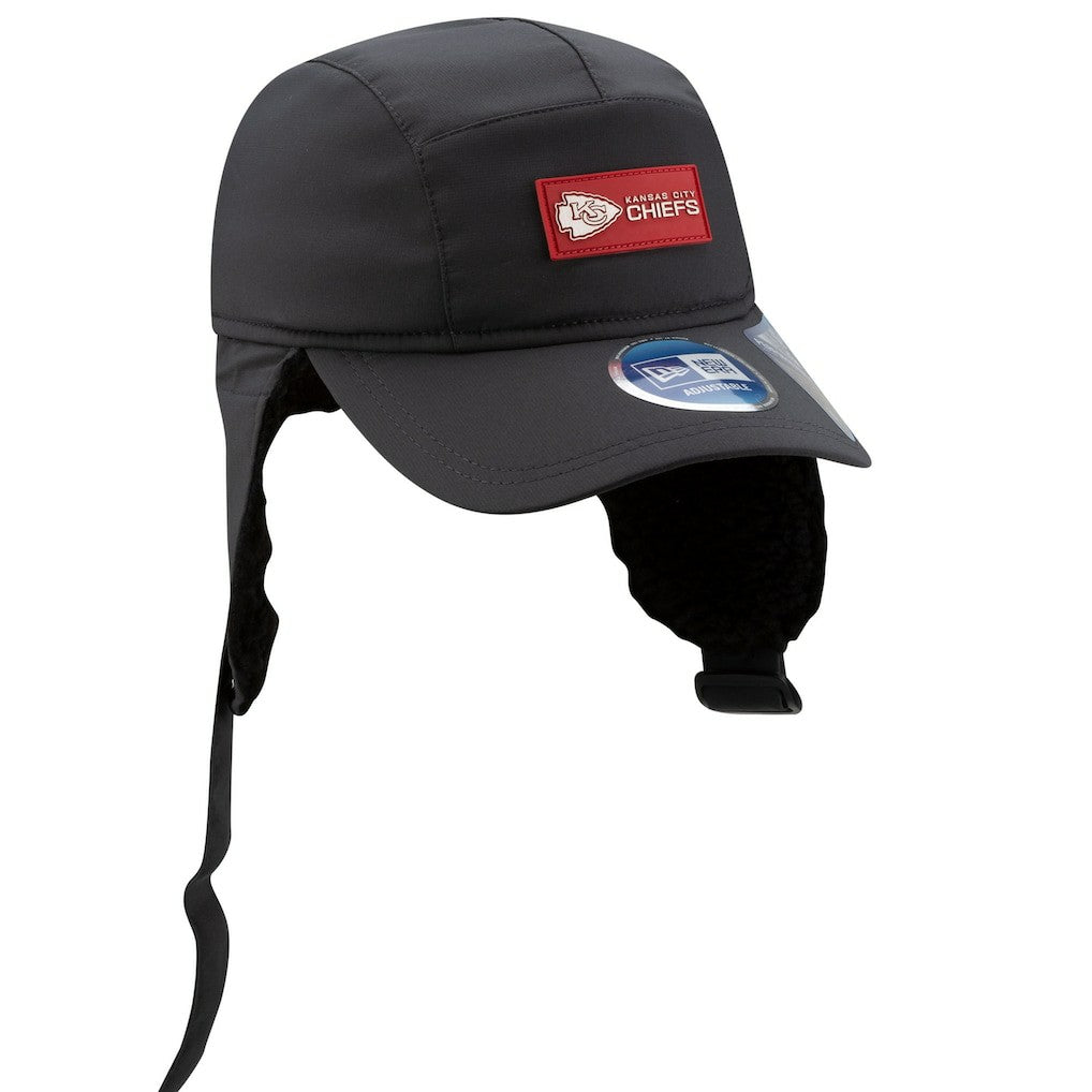Kansas City Chiefs New Era 2025 Sideline Cold Weather Runner Dog Ear Adjustable Hat Charcoal | NFL