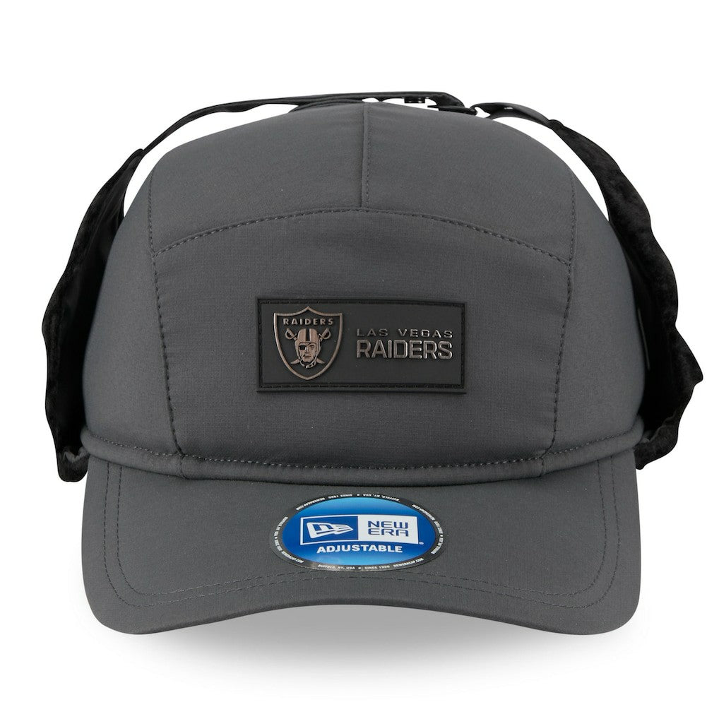 Las Vegas Raiders New Era 2025 Sideline Cold Weather Runner Dog Ear Adjustable Hat Charcoal | NFL
