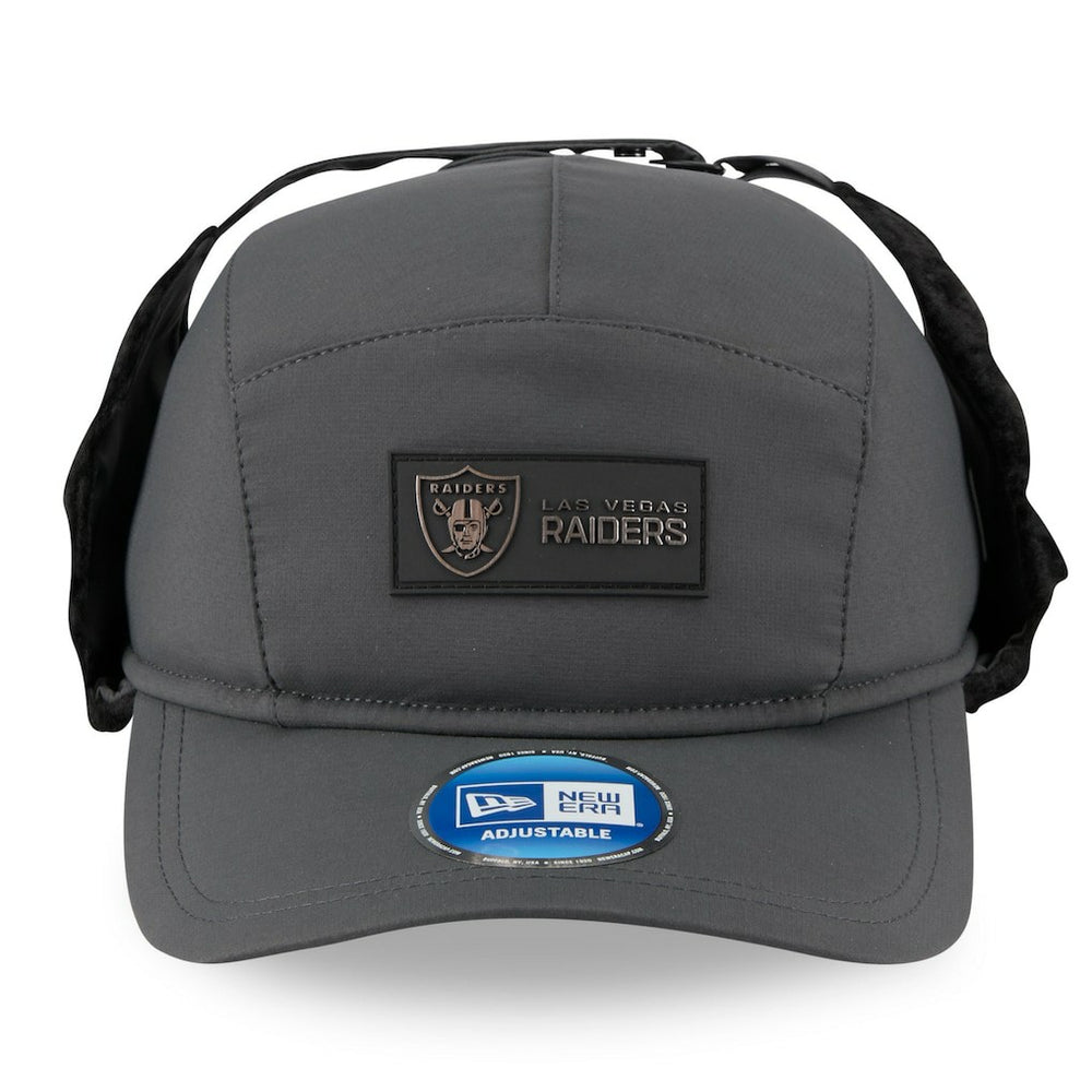 Las Vegas Raiders New Era 2025 Sideline Cold Weather Runner Dog Ear Adjustable Hat Charcoal | NFL