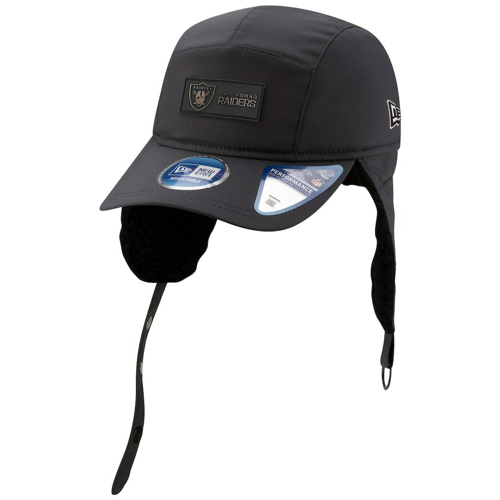 Las Vegas Raiders New Era 2025 Sideline Cold Weather Runner Dog Ear Adjustable Hat Charcoal | NFL
