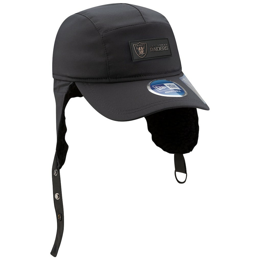 Las Vegas Raiders New Era 2025 Sideline Cold Weather Runner Dog Ear Adjustable Hat Charcoal | NFL