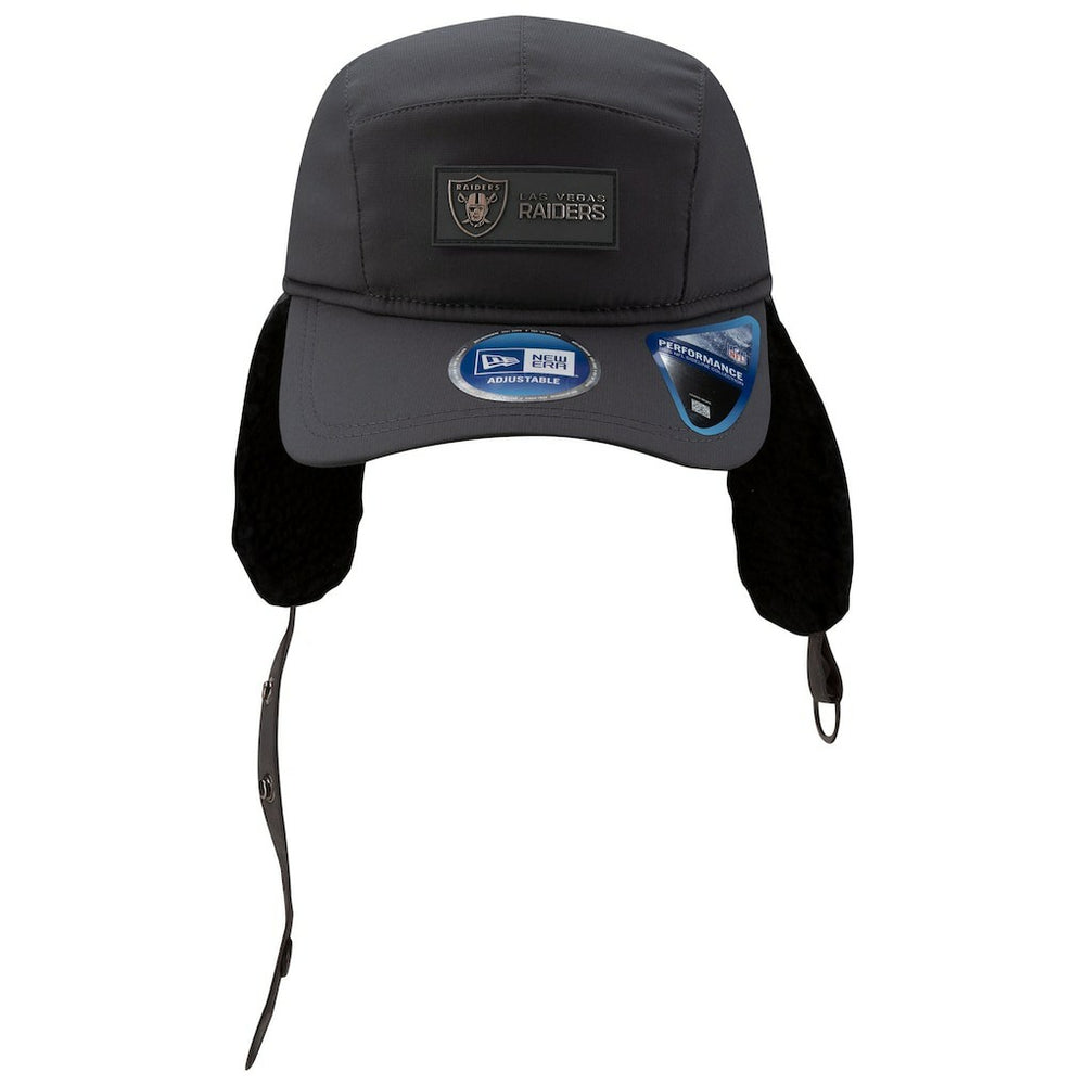 Las Vegas Raiders New Era 2025 Sideline Cold Weather Runner Dog Ear Adjustable Hat Charcoal | NFL