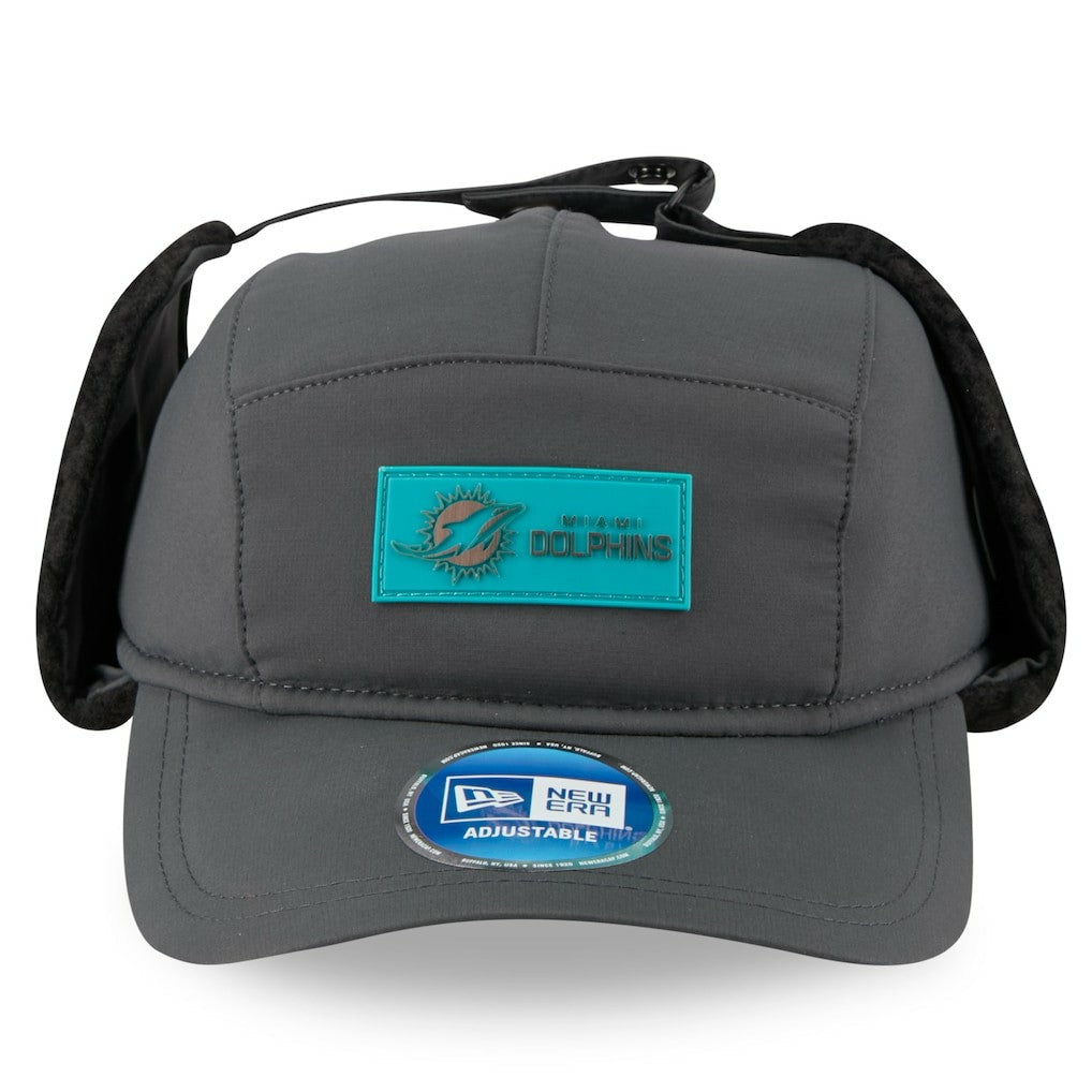 Miami Dolphins New Era 2025 Sideline Cold Weather Runner Dog Ear Adjustable Hat Charcoal | NFL