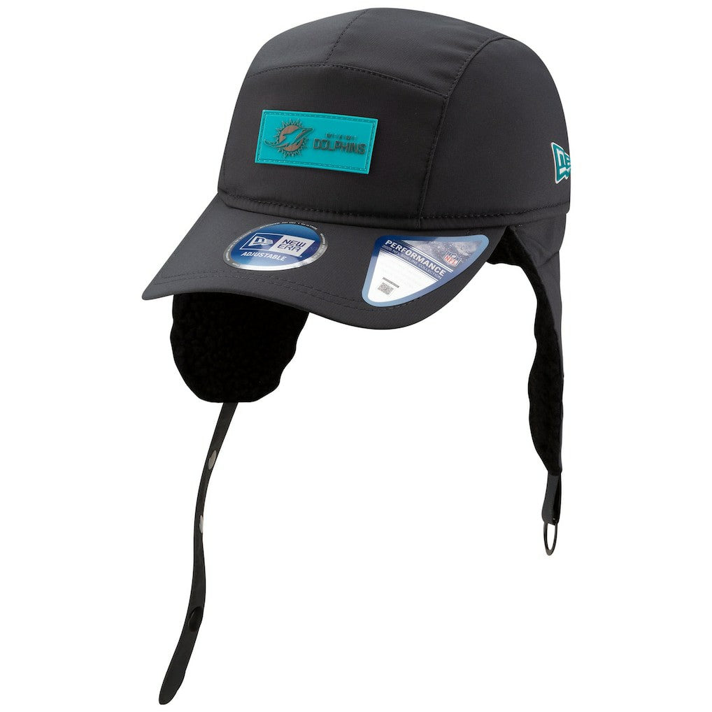 Miami Dolphins New Era 2025 Sideline Cold Weather Runner Dog Ear Adjustable Hat Charcoal | NFL