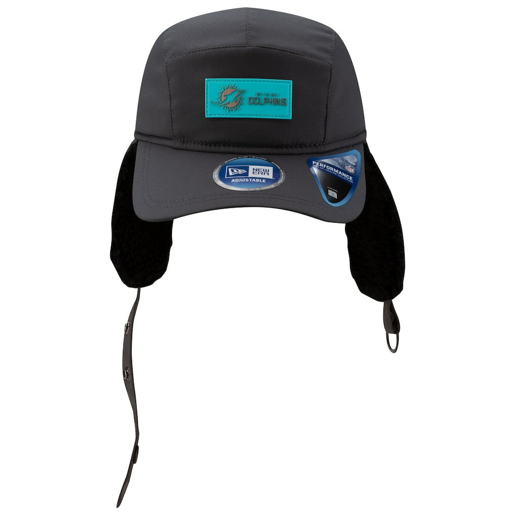 Miami Dolphins New Era 2025 Sideline Cold Weather Runner Dog Ear Adjustable Hat Charcoal | NFL