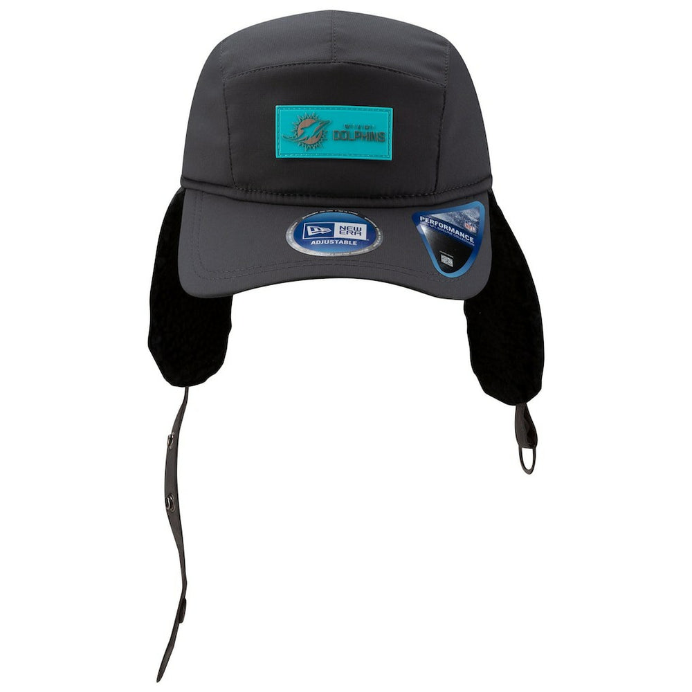 Miami Dolphins New Era 2025 Sideline Cold Weather Runner Dog Ear Adjustable Hat Charcoal | NFL