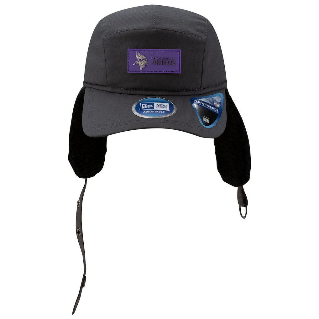 Minnesota Vikings New Era 2025 Sideline Cold Weather Runner Dog Ear Adjustable Hat Charcoal | NFL