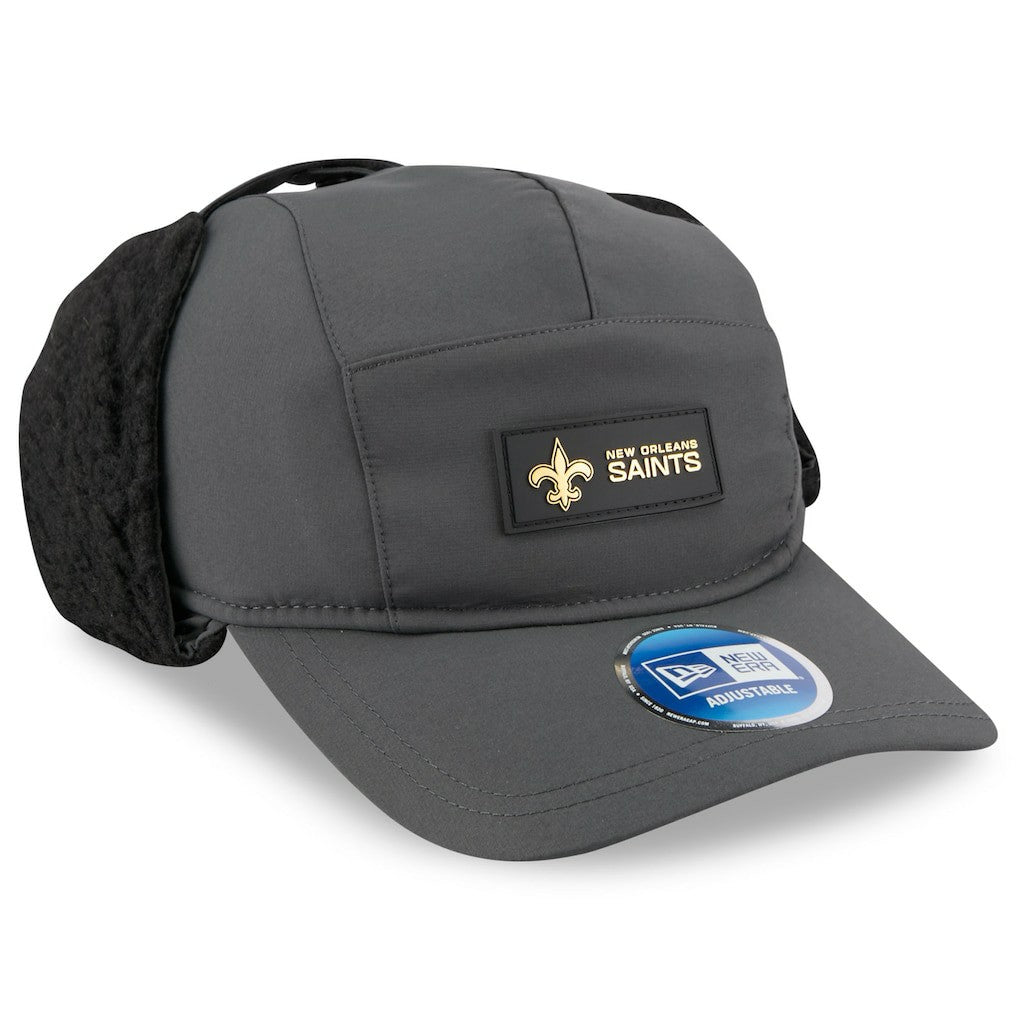New Orleans Saints New Era 2025 Sideline Cold Weather Runner Dog Ear Adjustable Hat Charcoal | NFL