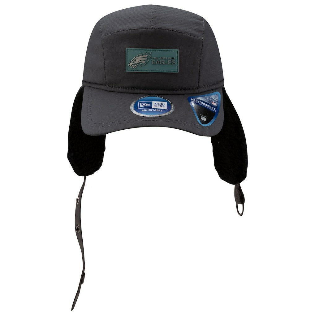 Philadelphia Eagles New Era 2025 Sideline Cold Weather Runner Dog Ear Adjustable Hat Charcoal | NFL