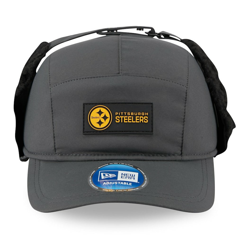 Pittsburgh Steelers New Era 2025 Sideline Cold Weather Runner Dog Ear Adjustable Hat Charcoal | NFL