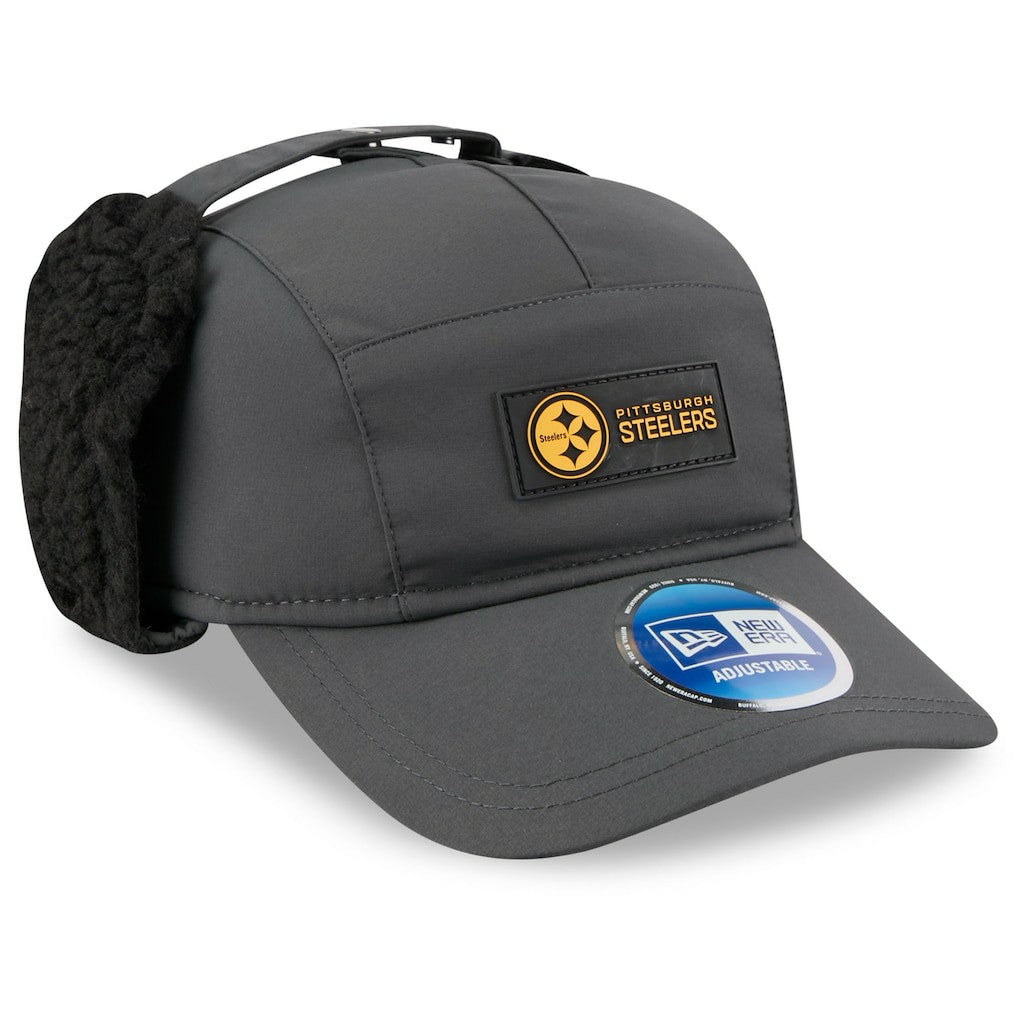 Pittsburgh Steelers New Era 2025 Sideline Cold Weather Runner Dog Ear Adjustable Hat Charcoal | NFL