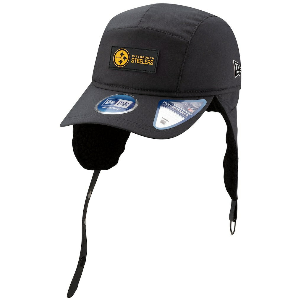 Pittsburgh Steelers New Era 2025 Sideline Cold Weather Runner Dog Ear Adjustable Hat Charcoal | NFL