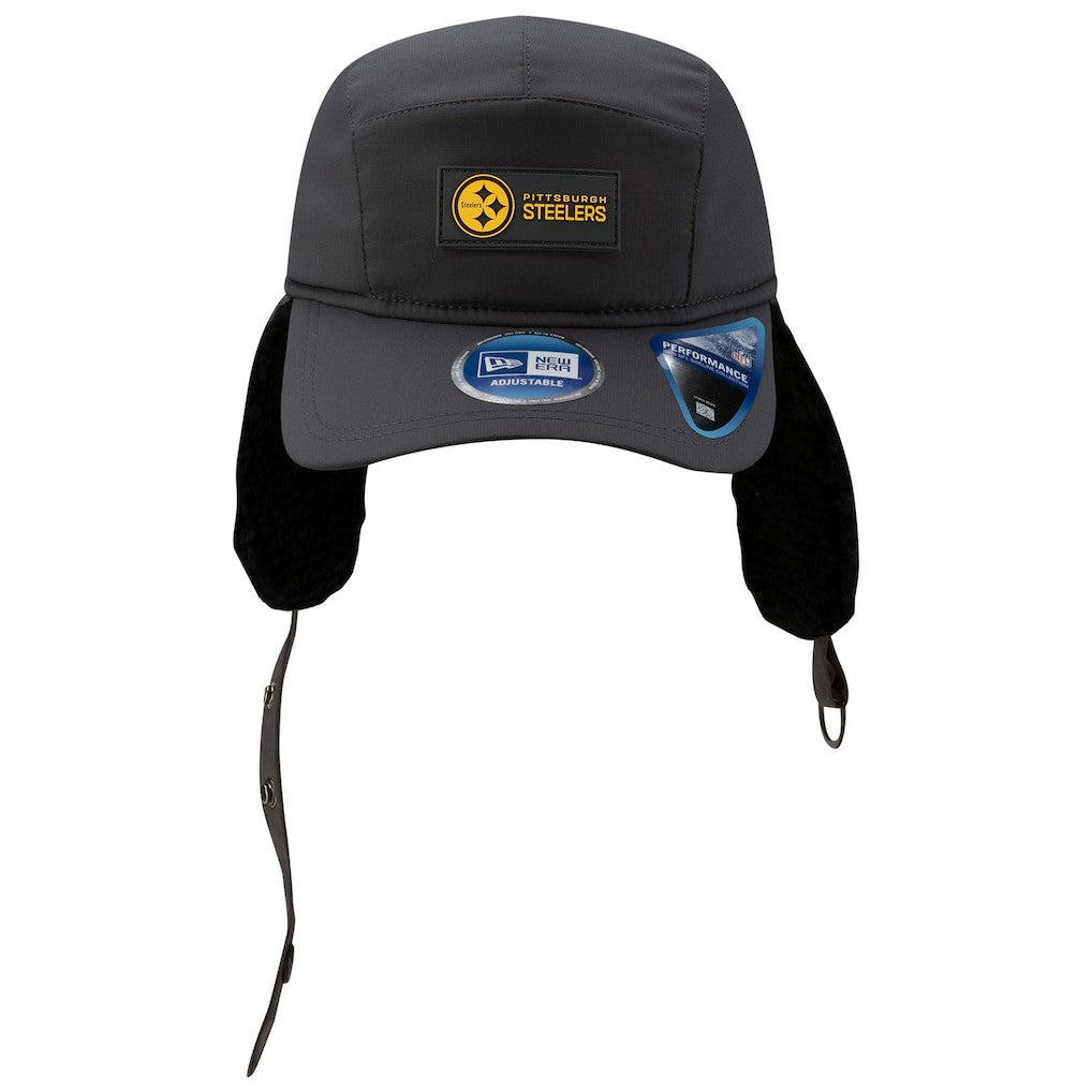 Pittsburgh Steelers New Era 2025 Sideline Cold Weather Runner Dog Ear Adjustable Hat Charcoal | NFL