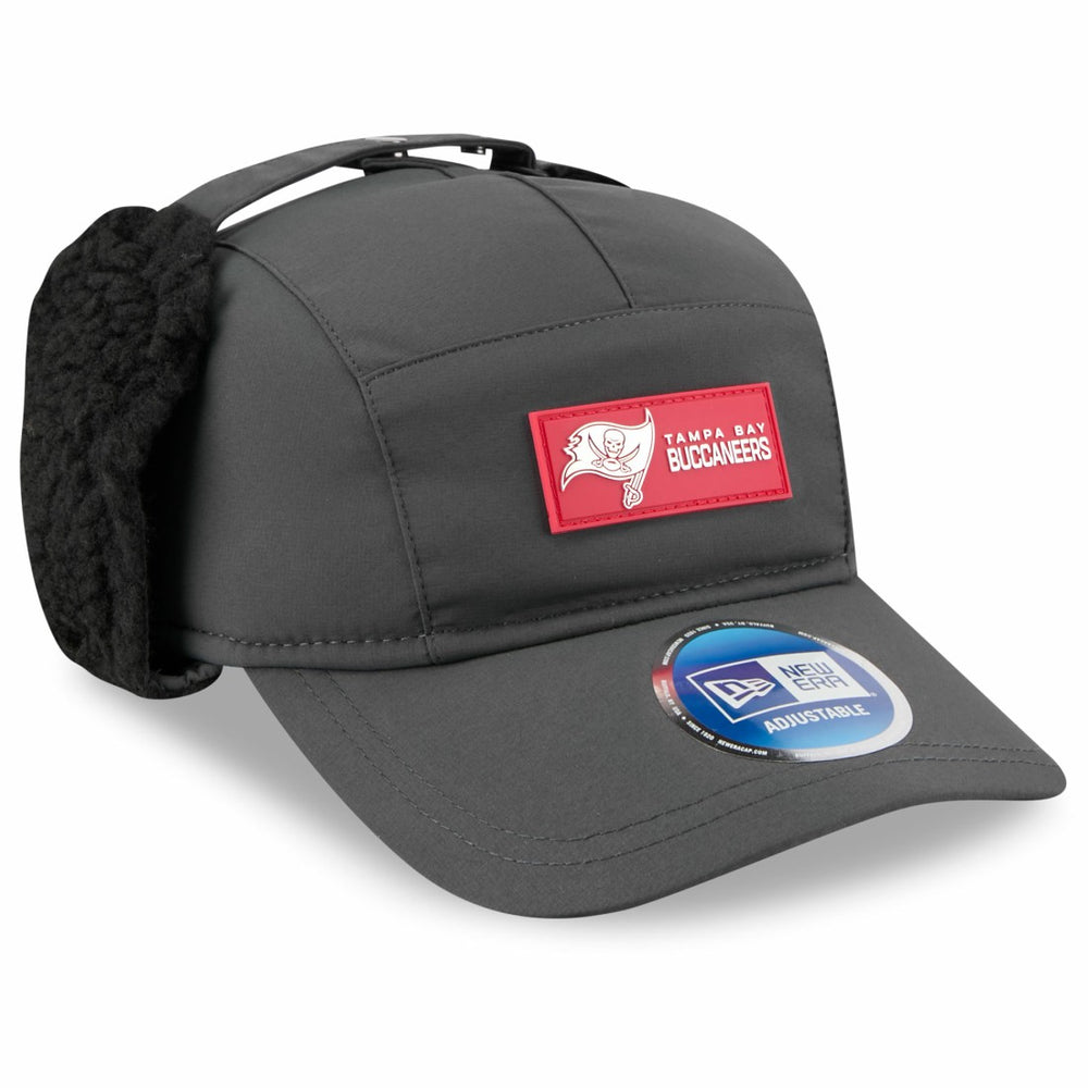 Tampa Bay Buccaneers New Era 2025 Sideline Cold Weather Runner Dog Ear Adjustable Hat Charcoal | NFL