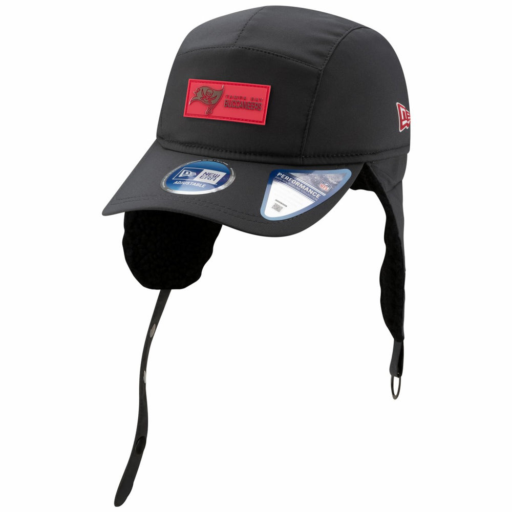 Tampa Bay Buccaneers New Era 2025 Sideline Cold Weather Runner Dog Ear Adjustable Hat Charcoal | NFL