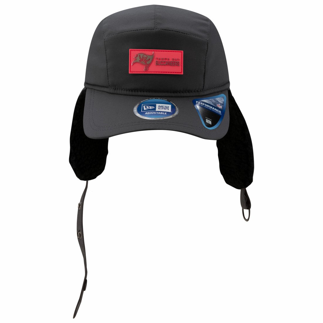 Tampa Bay Buccaneers New Era 2025 Sideline Cold Weather Runner Dog Ear Adjustable Hat Charcoal | NFL