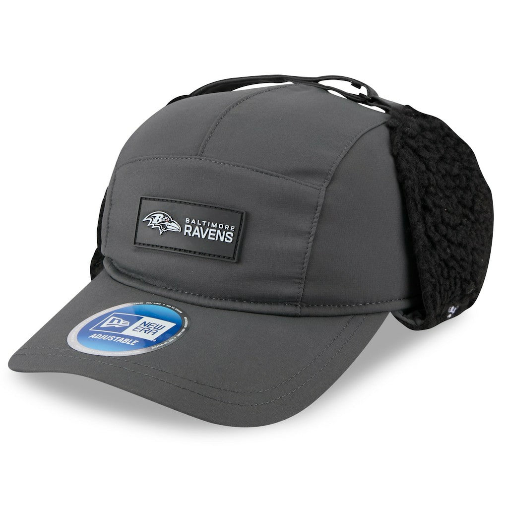 Baltimore Ravens New Era 2025 Sideline Cold Weather Runner Dog Ear Adjustable Hat Charcoal | NFL