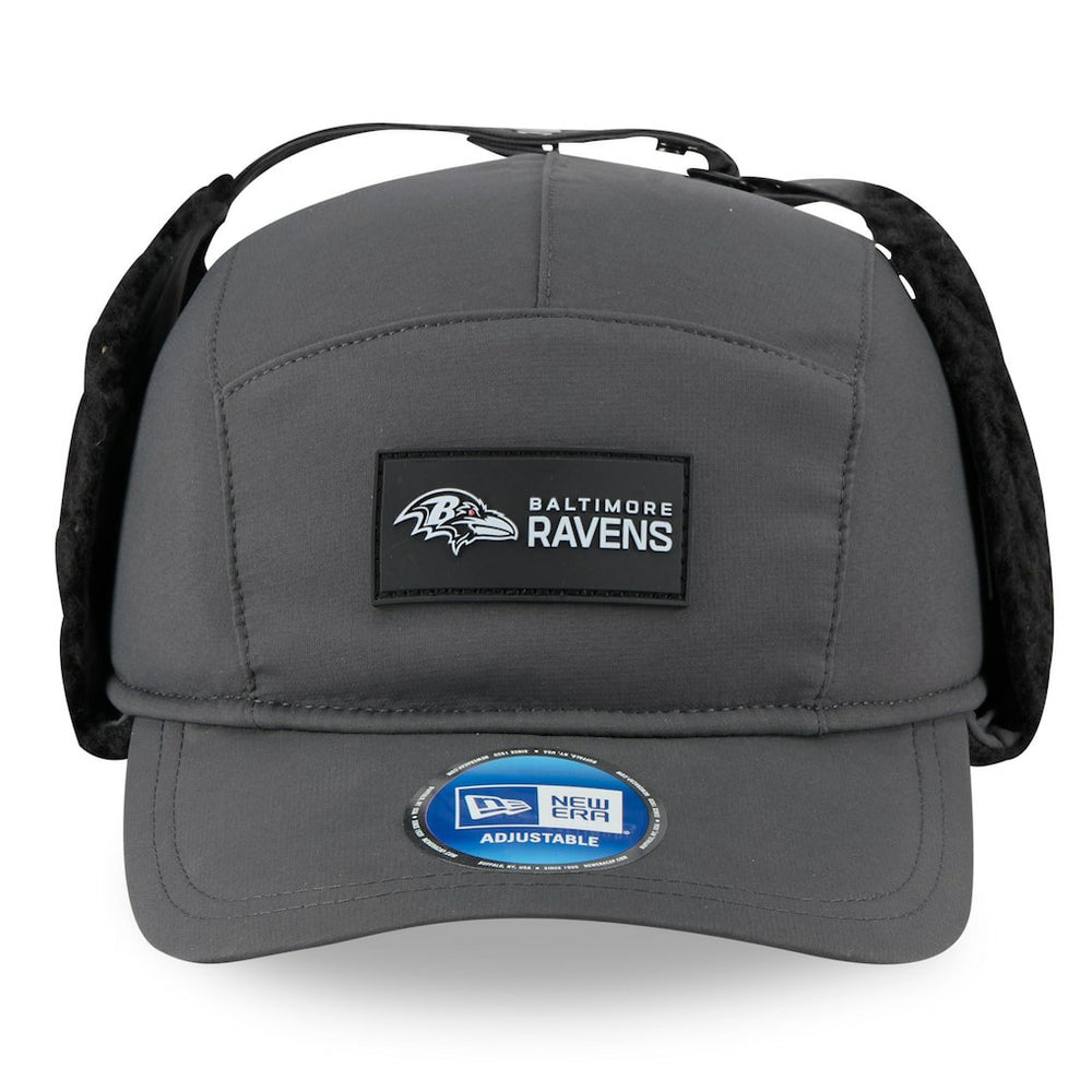 Baltimore Ravens New Era 2025 Sideline Cold Weather Runner Dog Ear Adjustable Hat Charcoal | NFL