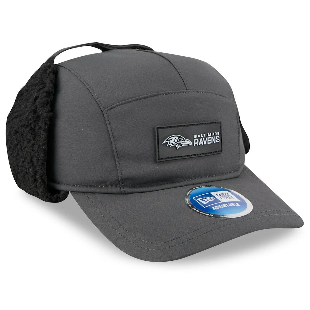 Baltimore Ravens New Era 2025 Sideline Cold Weather Runner Dog Ear Adjustable Hat Charcoal | NFL