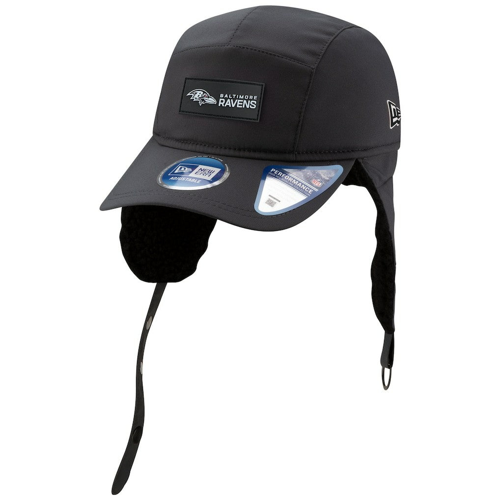 Baltimore Ravens New Era 2025 Sideline Cold Weather Runner Dog Ear Adjustable Hat Charcoal | NFL