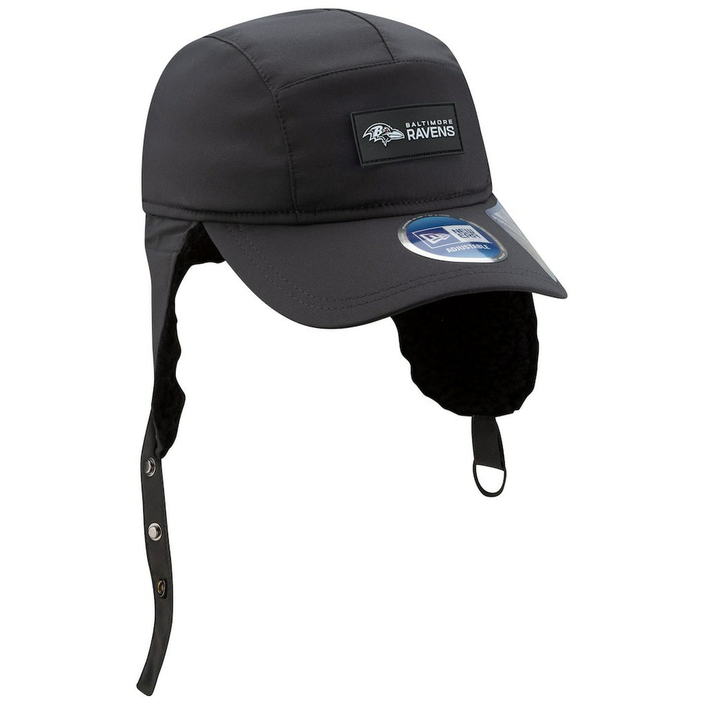 Baltimore Ravens New Era 2025 Sideline Cold Weather Runner Dog Ear Adjustable Hat Charcoal | NFL